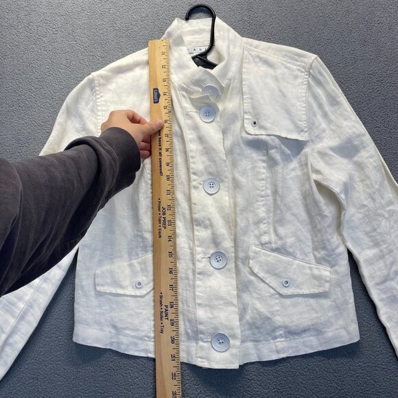 CABI Womens White Long Sleeve Button Down Jacket Size Small 100% Linen - Picture 5 of 10
